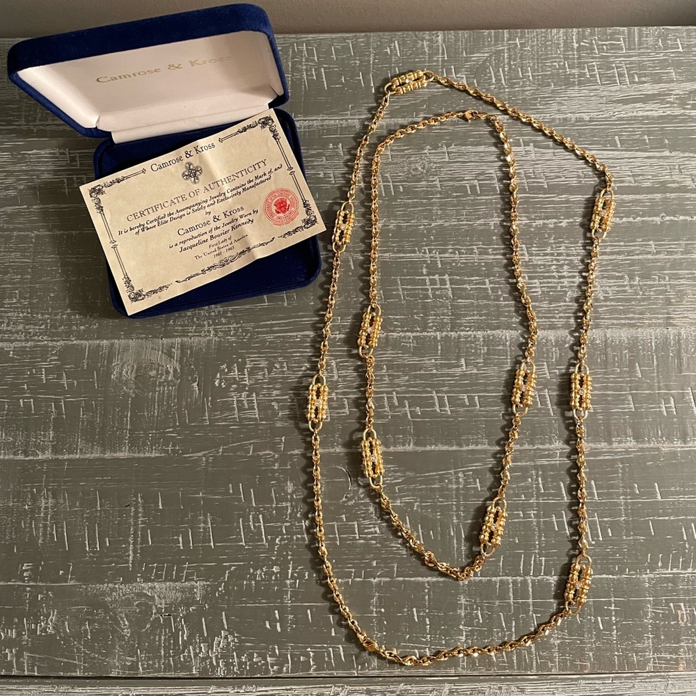 Camrose & Kross gold Jacqueline Bouvier Kennedy authentic necklace set